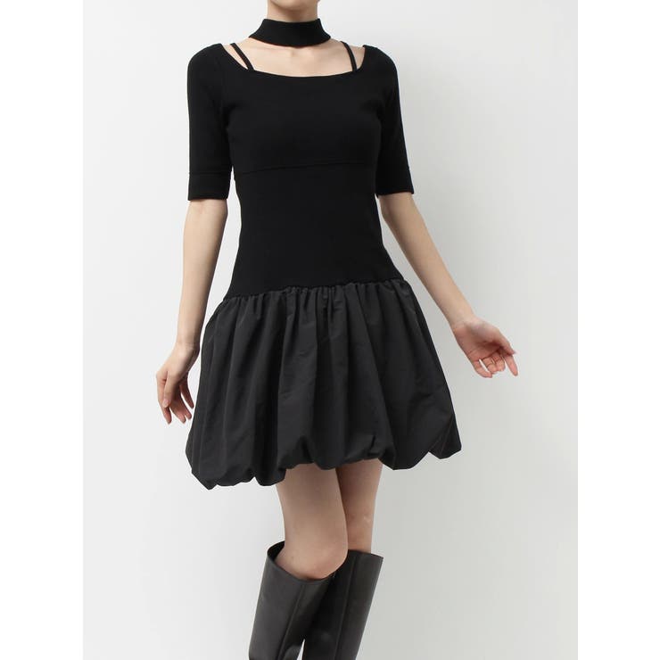 ブラック | バルーンドッキングミニニットワンピース | MERCURYDUO
