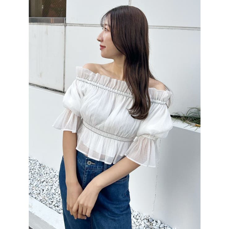 2WAYオフショル五分袖シャーリングブラウス | MERCURYDUO | 詳細画像28 