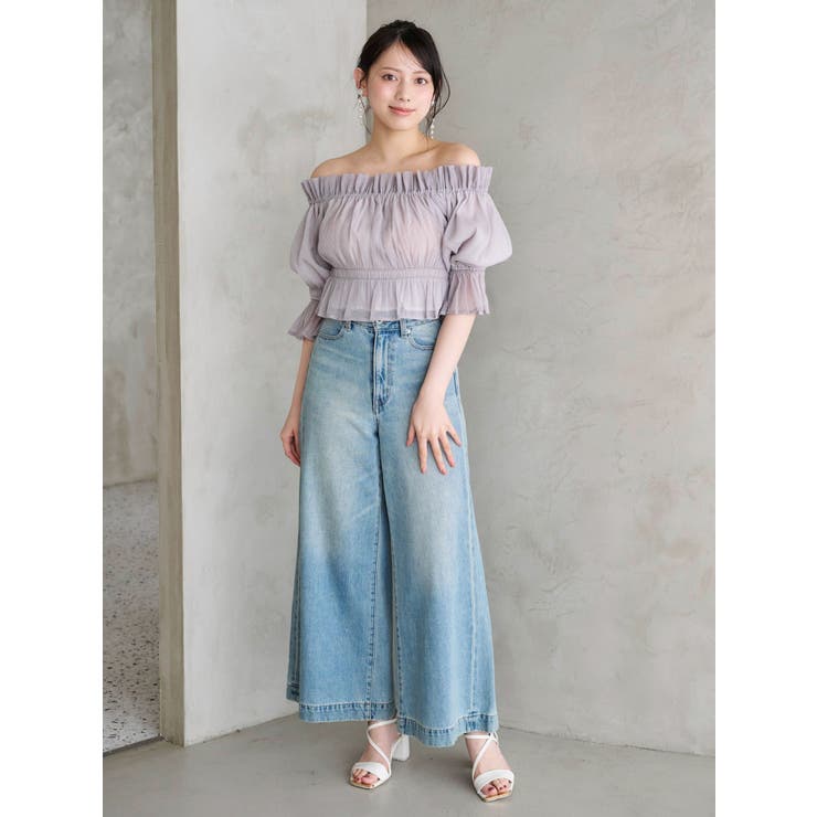 2WAYオフショル五分袖シャーリングブラウス | MERCURYDUO | 詳細画像7 