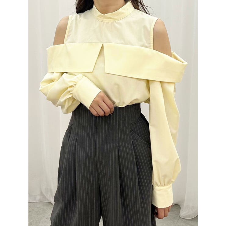 イエロー | オフショルダーボリュームスリーブブラウス | MERCURYDUO