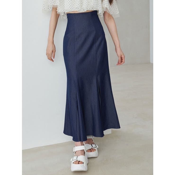 バックレースアップストレッチマーメイドスカート[品番