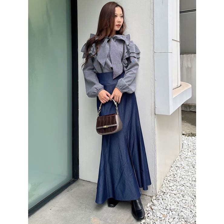 バックレースアップストレッチマーメイドスカート[品番