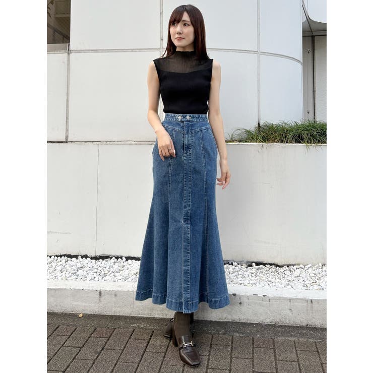 ステッチワークデニムマーメイドスカート[品番：MKSW0062811