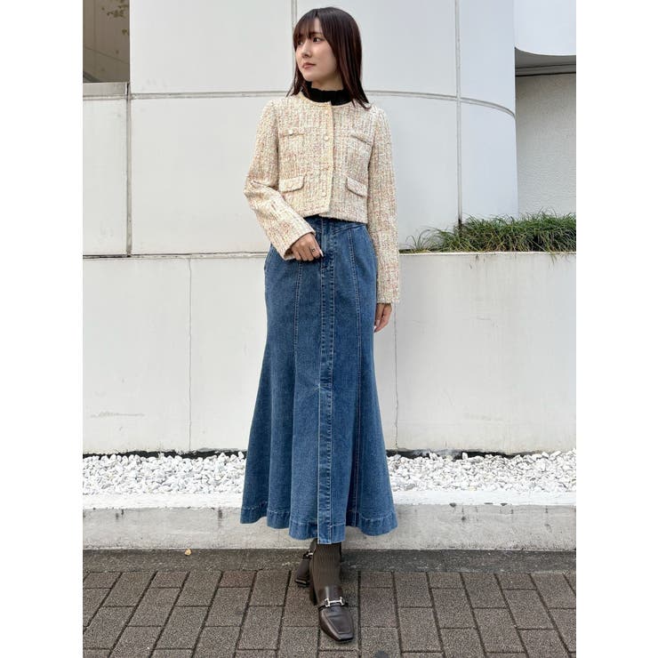 ステッチワークデニムマーメイドスカート[品番：MKSW0062811