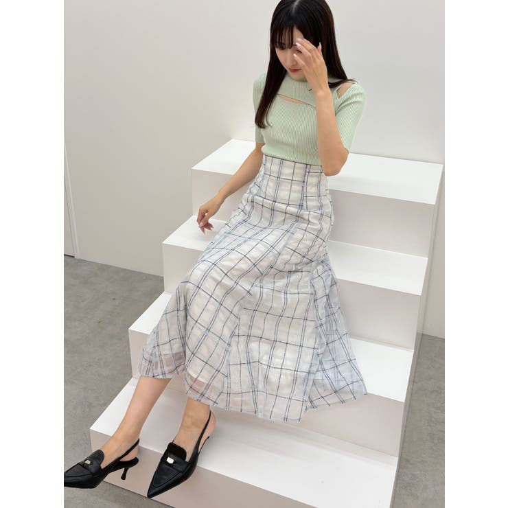 オリジナルチュールチェックフレアスカート | MERCURYDUO | 詳細画像12 
