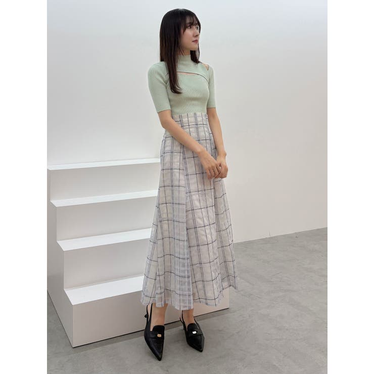 オリジナルチュールチェックフレアスカート | MERCURYDUO | 詳細画像13 