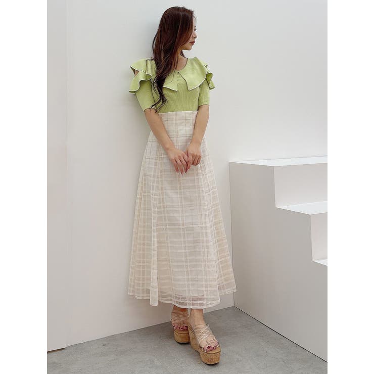 オリジナルチュールチェックフレアスカート | MERCURYDUO | 詳細画像7 