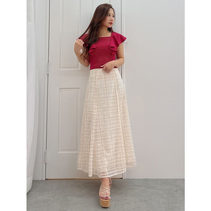 オリジナルチュールチェックフレアスカート | MERCURYDUO | 詳細画像9 