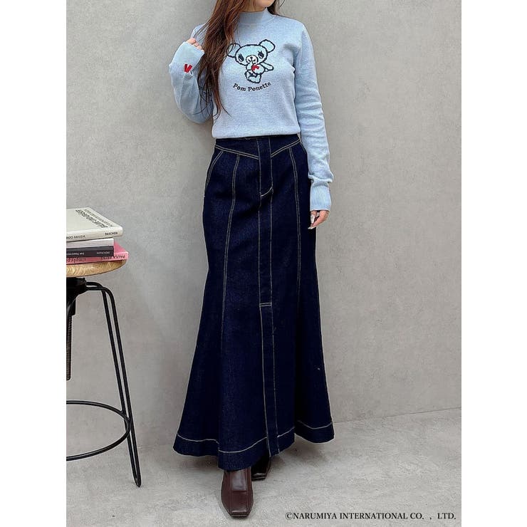 【希少】ポンポネット　ミントくん　デニム台形スカート　160 希少】ポンポネット ミントくん デニム台形スカート 160 pom ponette