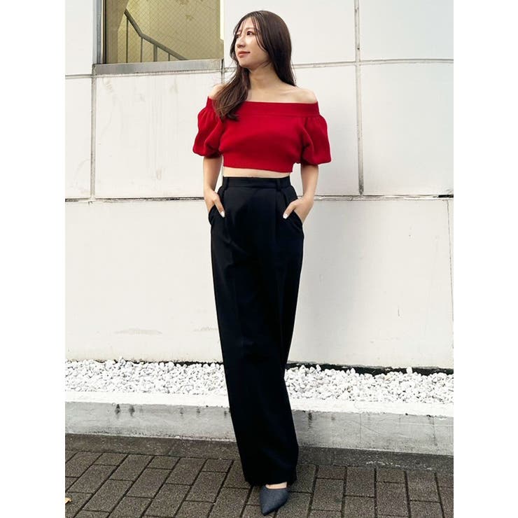 クロップドオフショルダーニット[品番：MKSW0062972]｜MERCURYDUO