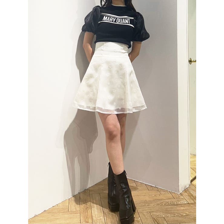 マーキュリーデュオ×MARY QUANT♡異素材パフスリーブニット MARY QUANTコラボ】異素材パフスリーブニット[品番：MKSW0062618