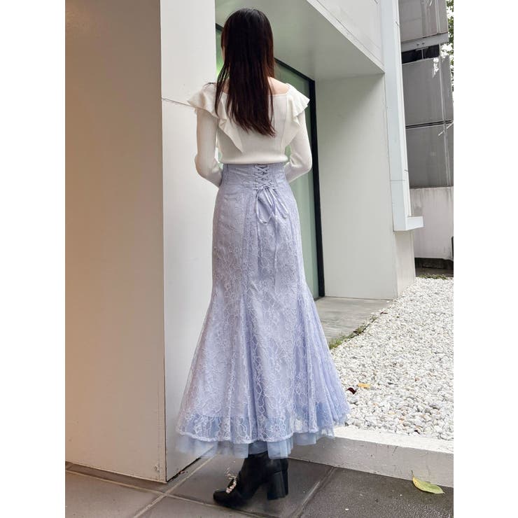 2WAYフォールドラッフルロングスリーブニット[品番：MKSW0062007