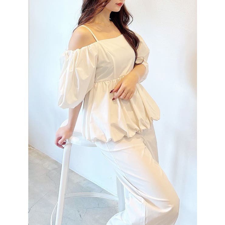 アイボリー | タフタバルーンペプラムロンパース | MERCURYDUO