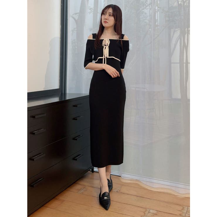 3WAY配色ストラップバッククロスハーフスリーブワンピース | MERCURYDUO | 詳細画像21 