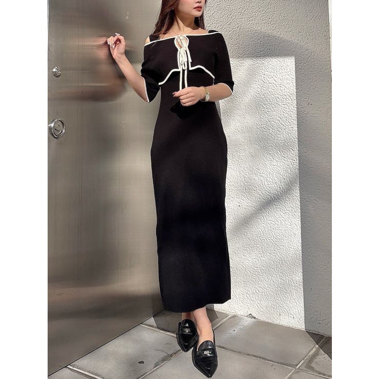 3WAY配色ストラップバッククロスハーフスリーブワンピース | MERCURYDUO | 詳細画像25 