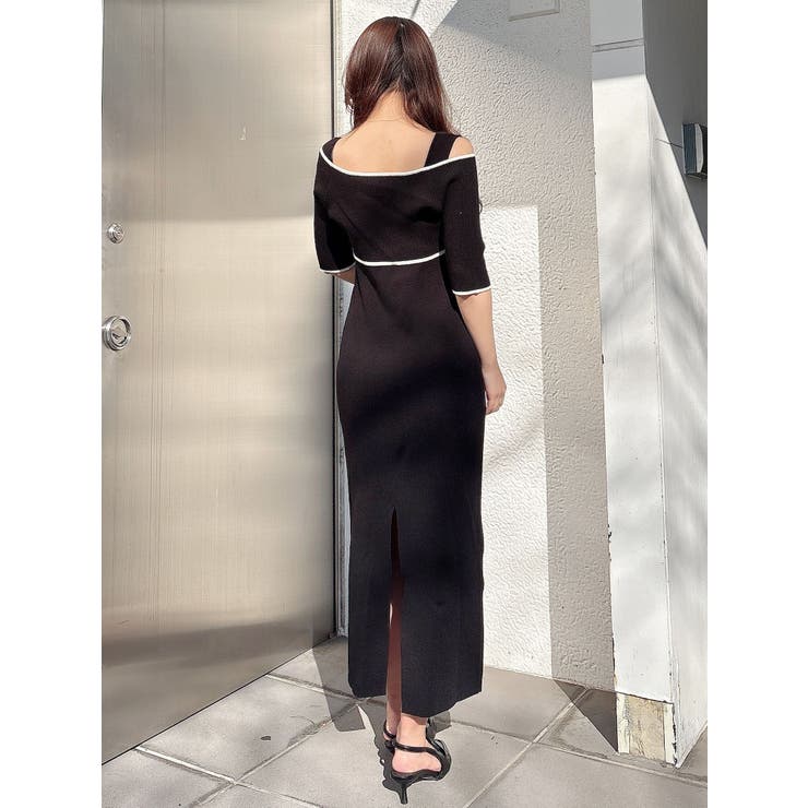 3WAY配色ストラップバッククロスハーフスリーブワンピース | MERCURYDUO | 詳細画像27 