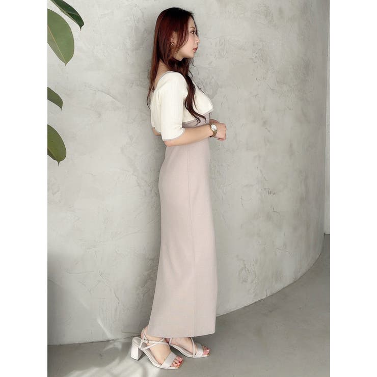 3WAY配色ストラップバッククロスハーフスリーブワンピース | MERCURYDUO | 詳細画像34 