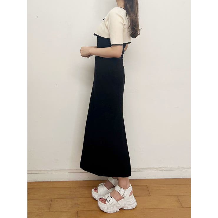 3WAY配色ストラップバッククロスハーフスリーブワンピース | MERCURYDUO | 詳細画像41 