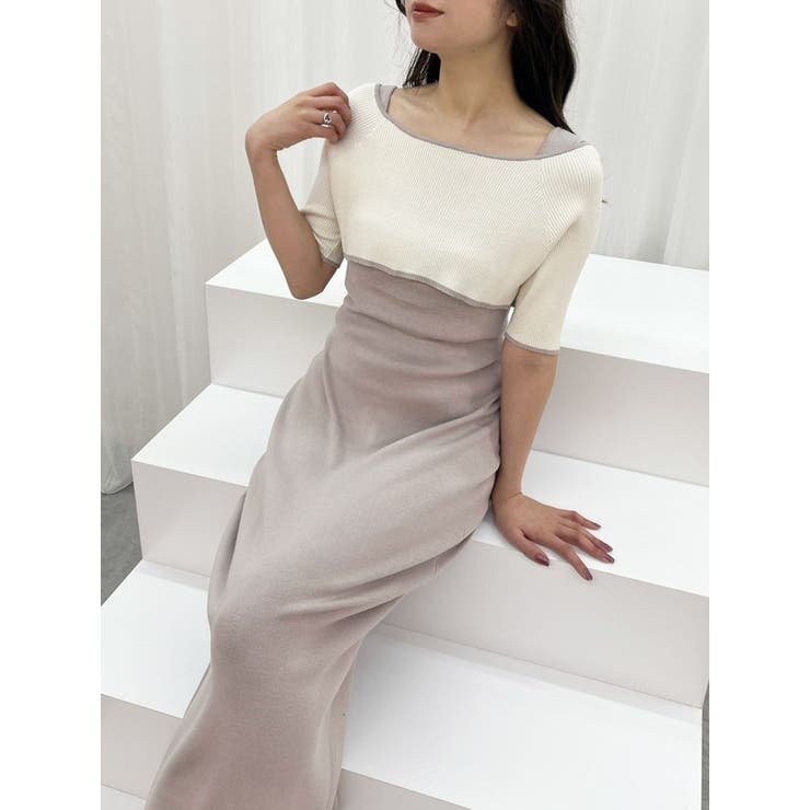 3WAY配色ストラップバッククロスハーフスリーブワンピース | MERCURYDUO | 詳細画像42 