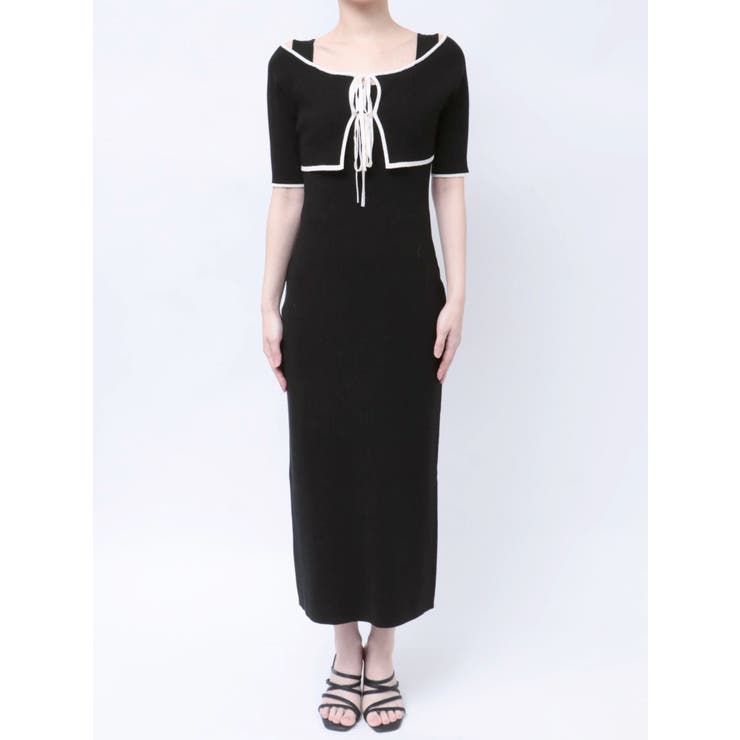 3WAY配色ストラップバッククロスハーフスリーブワンピース | MERCURYDUO | 詳細画像48 