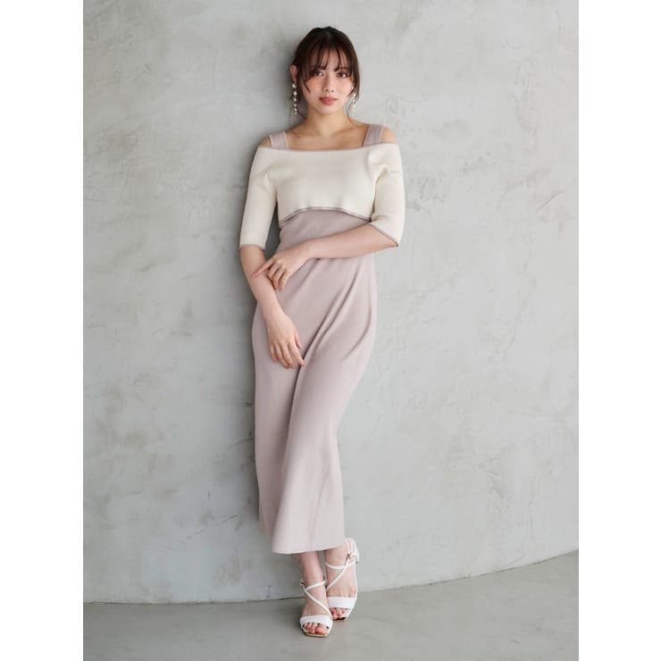 3WAY配色ストラップバッククロスハーフスリーブワンピース | MERCURYDUO | 詳細画像7 