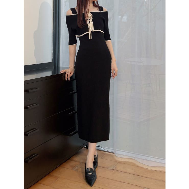 ミックス | 3WAY配色ストラップバッククロスハーフスリーブワンピース | MERCURYDUO