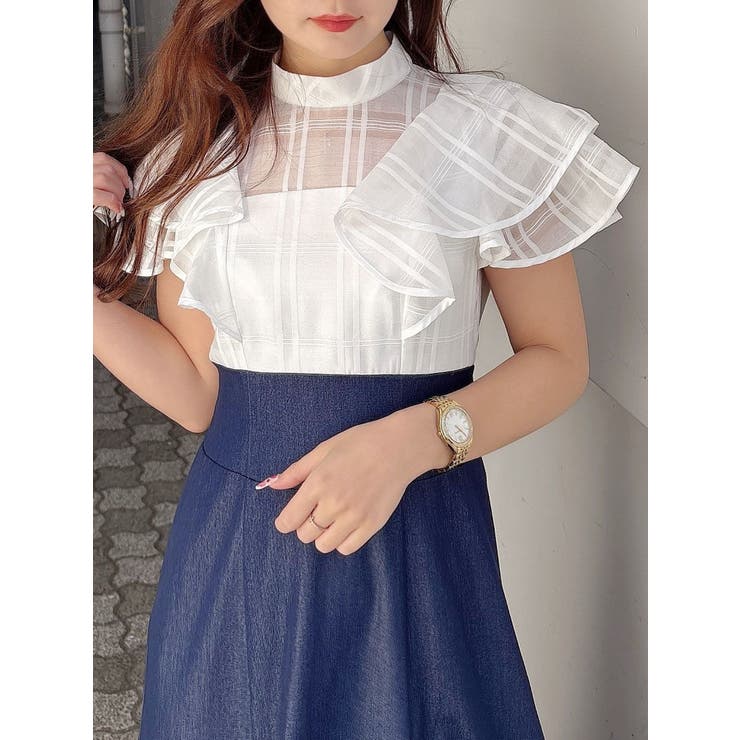 シアーチェックラッフルドッキングワンピース | MERCURYDUO | 詳細画像34 