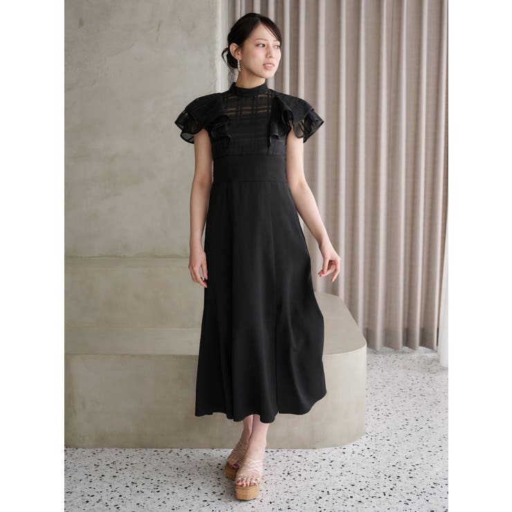 シアーチェックラッフルドッキングワンピース[品番：MKSW0064169