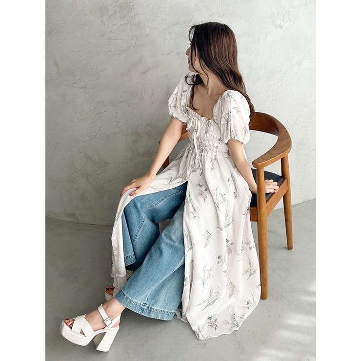 ボタニカルフラワー2WAYシャーリングワンピース | MERCURYDUO | 詳細画像3 