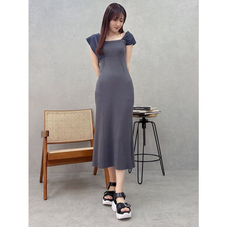 アシメビスチェニットワンピース[品番：MKSW0063352
