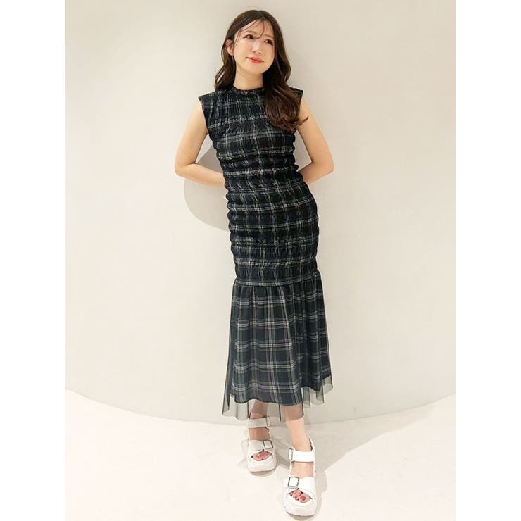 シアーチェックシャーリングマーメイドワンピース | MERCURYDUO | 詳細画像10 