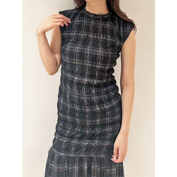 シアーチェックシャーリングマーメイドワンピース | MERCURYDUO | 詳細画像12 