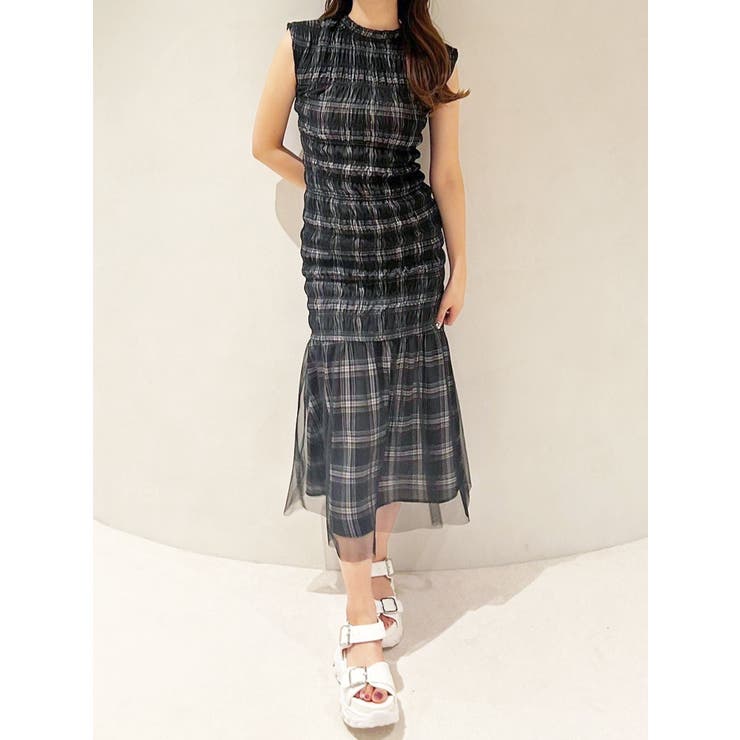 シアーチェックシャーリングマーメイドワンピース | MERCURYDUO | 詳細画像13 