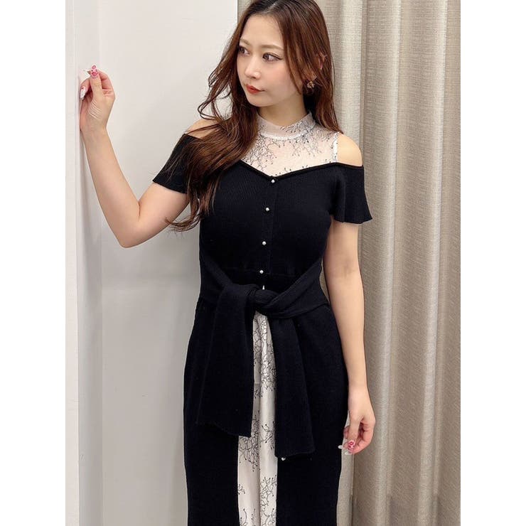 レースツイストニットドッキングワンピース[品番：MKSW0063354
