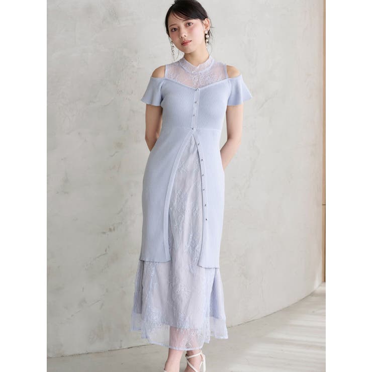 レースツイストニットドッキングワンピース[品番：MKSW0063354