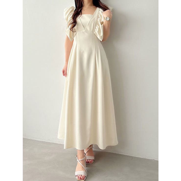 リネンライクバックレースアップワンピース | MERCURYDUO | 詳細画像1 