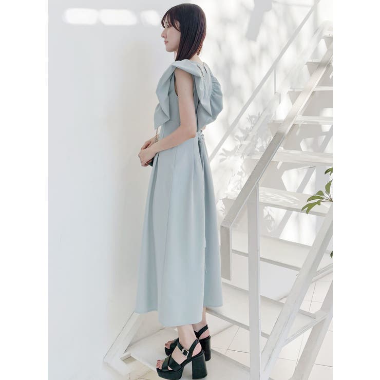 リネンライクバックレースアップワンピース | MERCURYDUO | 詳細画像5 