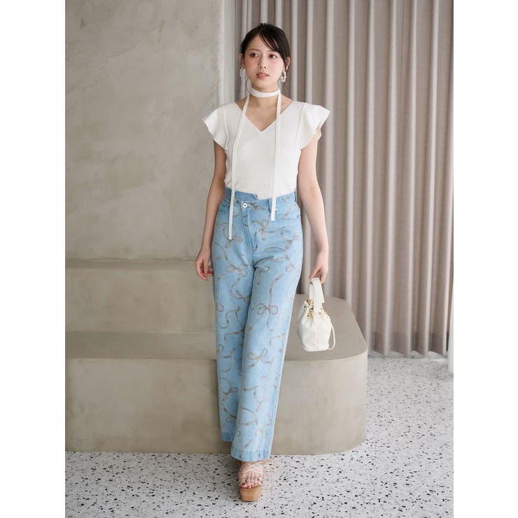 リボンプリントデニムパンツ | MERCURYDUO | 詳細画像10 