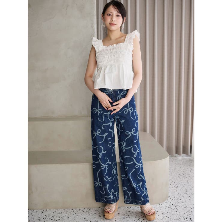 リボンプリントデニムパンツ | MERCURYDUO | 詳細画像3 