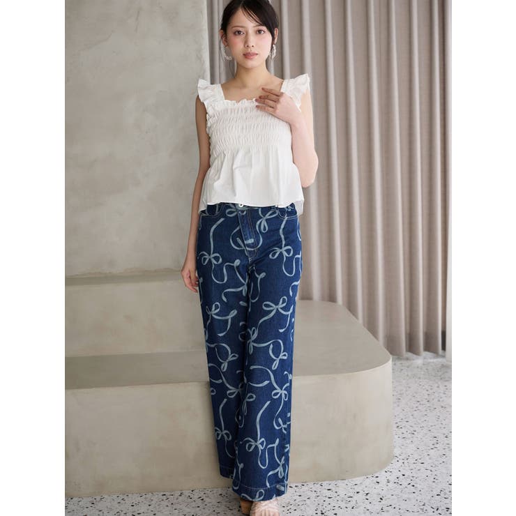 リボンプリントデニムパンツ | MERCURYDUO | 詳細画像4 