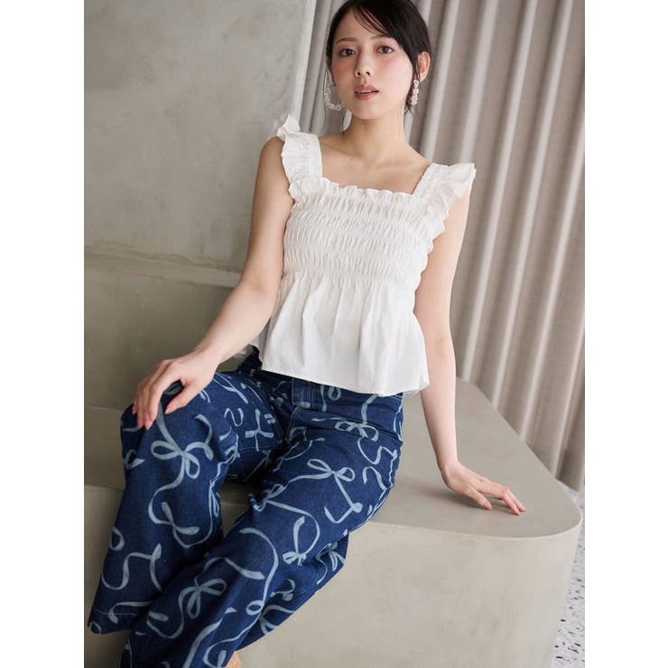 リボンプリントデニムパンツ | MERCURYDUO | 詳細画像5 