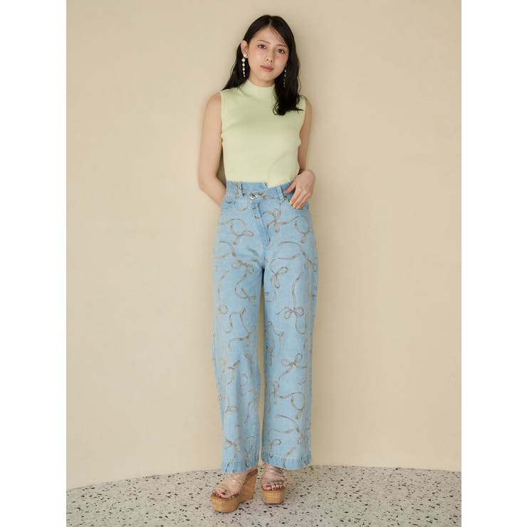 リボンプリントデニムパンツ | MERCURYDUO | 詳細画像7 