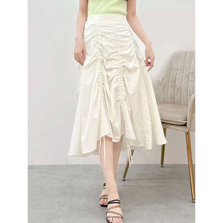 オフホワイト | ギャザリングフレアスカート | MERCURYDUO