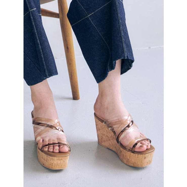 ブラウン | クリアチューブウェッジサンダル | MERCURYDUO