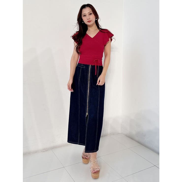 カシュクールラッフルコンパクトニット | MERCURYDUO | 詳細画像19 