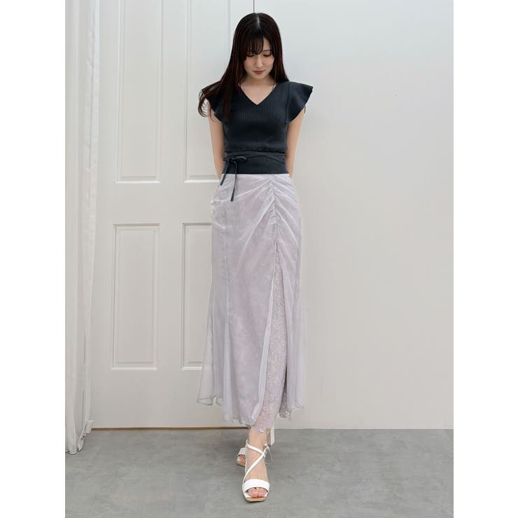 カシュクールラッフルコンパクトニット[品番：MKSW0064178