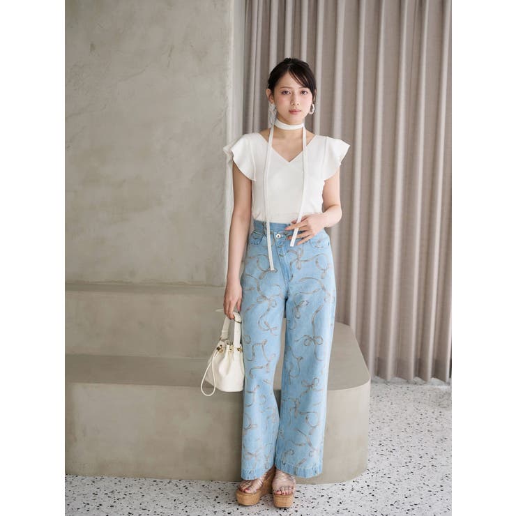 カシュクールラッフルコンパクトニット | MERCURYDUO | 詳細画像4 