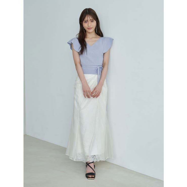 カシュクールラッフルコンパクトニット[品番：MKSW0064178