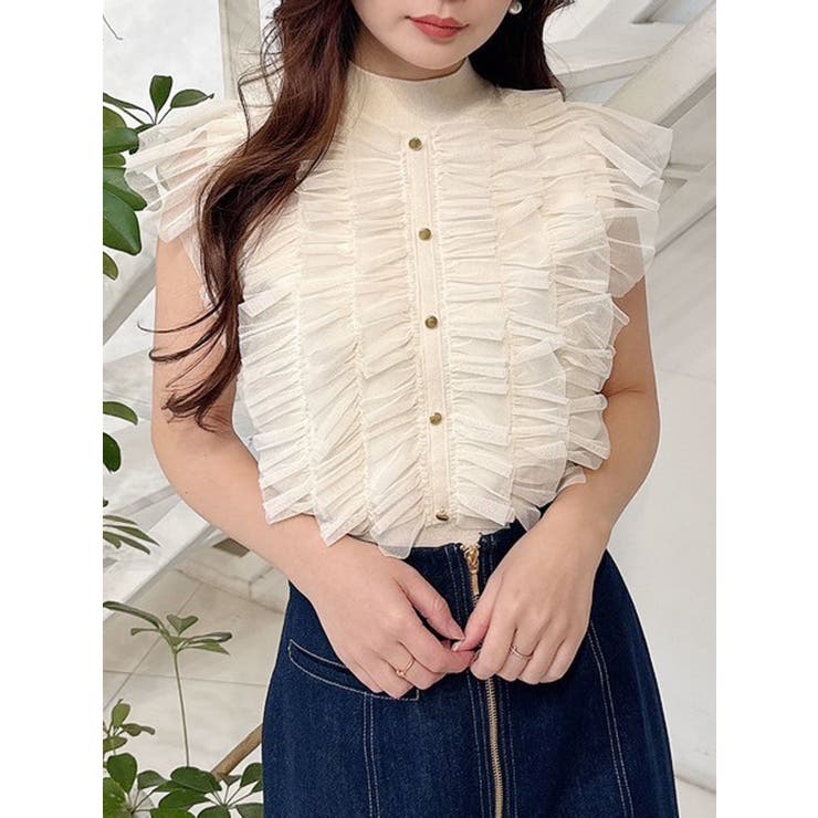 チュールフリルニット[品番：MKSW0064172]｜MERCURYDUO（マーキュリー