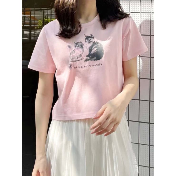 ベビーピンク | CATプリントリボンTシャツ | MERCURYDUO